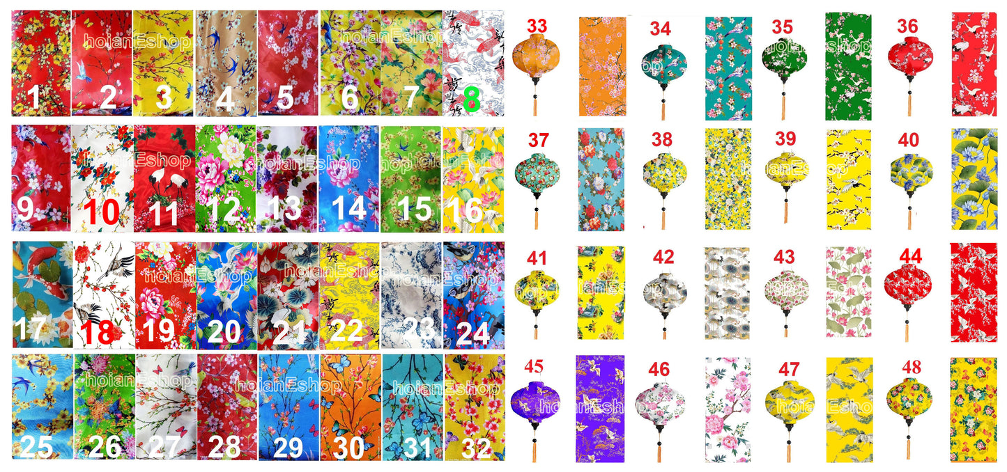 4 Vietnamese Hoi An Silk Lanterns with Apricot flowers fabric - Cherry blossom fabric - New Year Decorations - TET Decorations