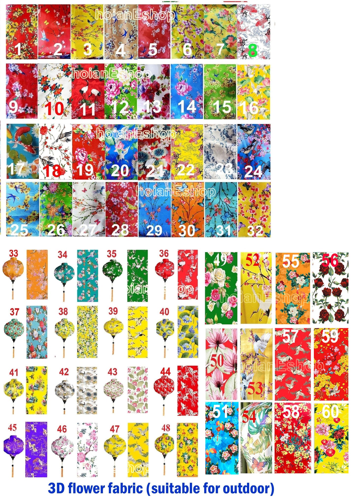 Set 50 Vietnamese Silk Lanterns with mixed of Size, mix of Shapes and Colors for Events Decoration - Wedding Planer Decorative