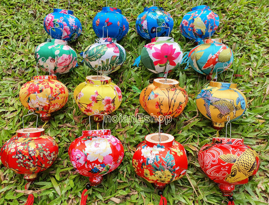 Set 16 mini silk lanterns 10cm for wedding decor String lanterns 3D flower silk lanterns for New Year decoration wedding planner