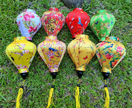 Set of 8 Hoi An bamboo silk lanterns 22cm - Mix shape and color - Personalization - Patio decoration - Wedding lanterns - Garden lanterns