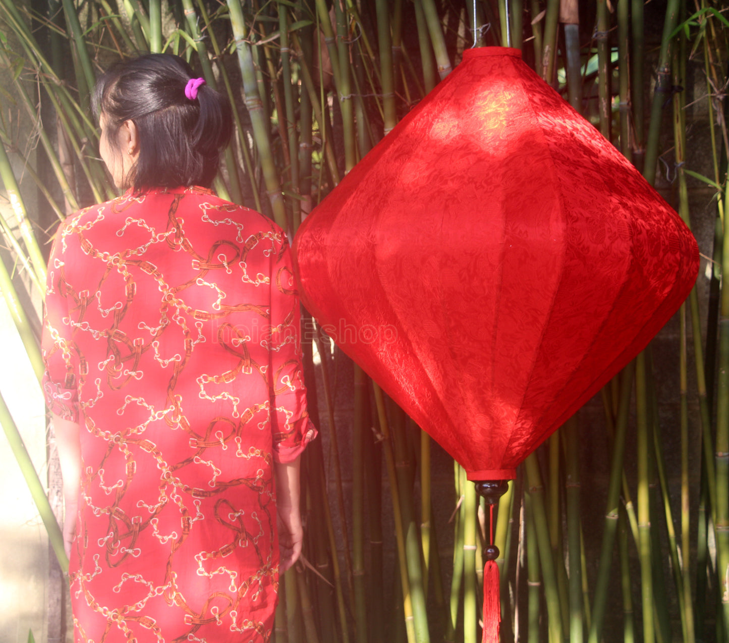 Vietnamese silk lantern 40''(100cm) for wedding events decoration - Hoi An big silk lanterns