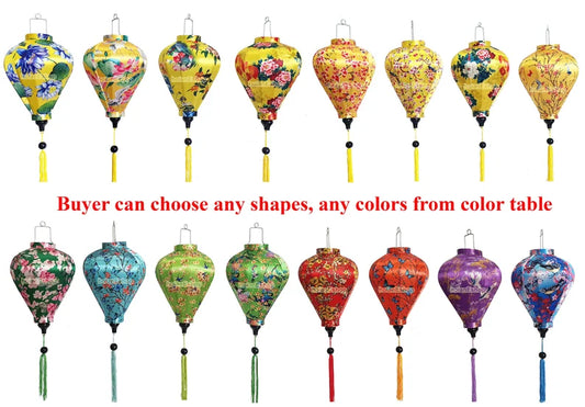 Set 16 Hoi An Traditional silk lanterns 35cm for Restaurant decorations Wedding decorations Outdoor Party decor Porch decor
