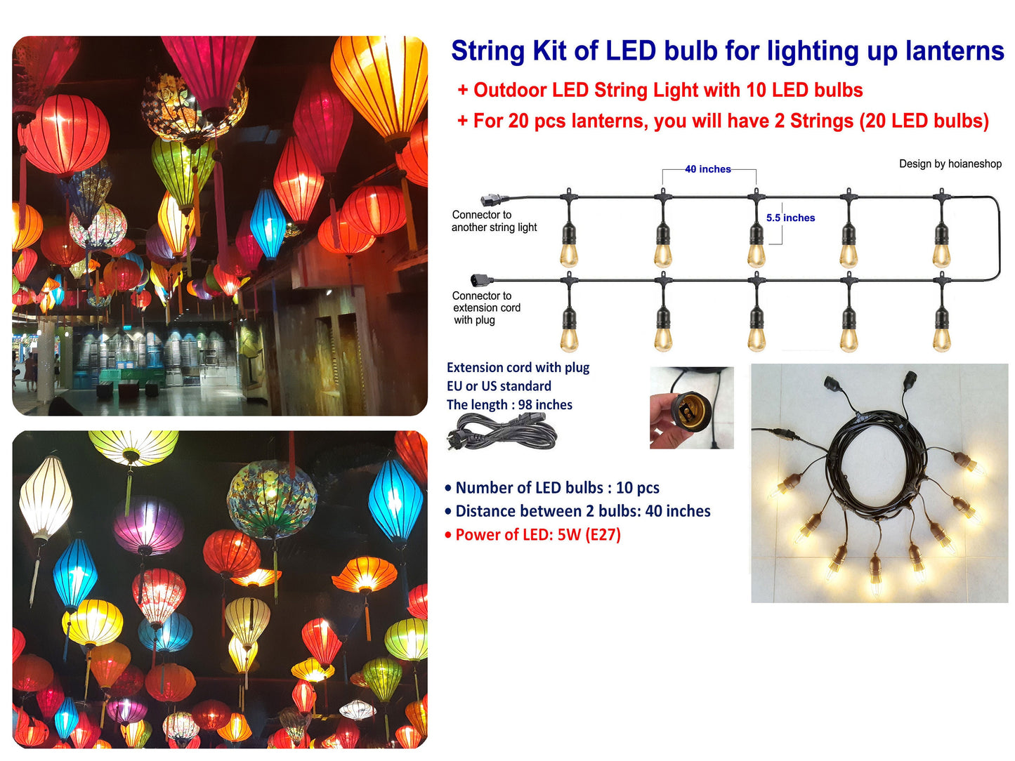 Bamboo Silk Lanterns 26'' For Wedding Party Decor - Silk Lantern for Garden Decor - Spa Decor Restaurant Decor - Set 20 PCS