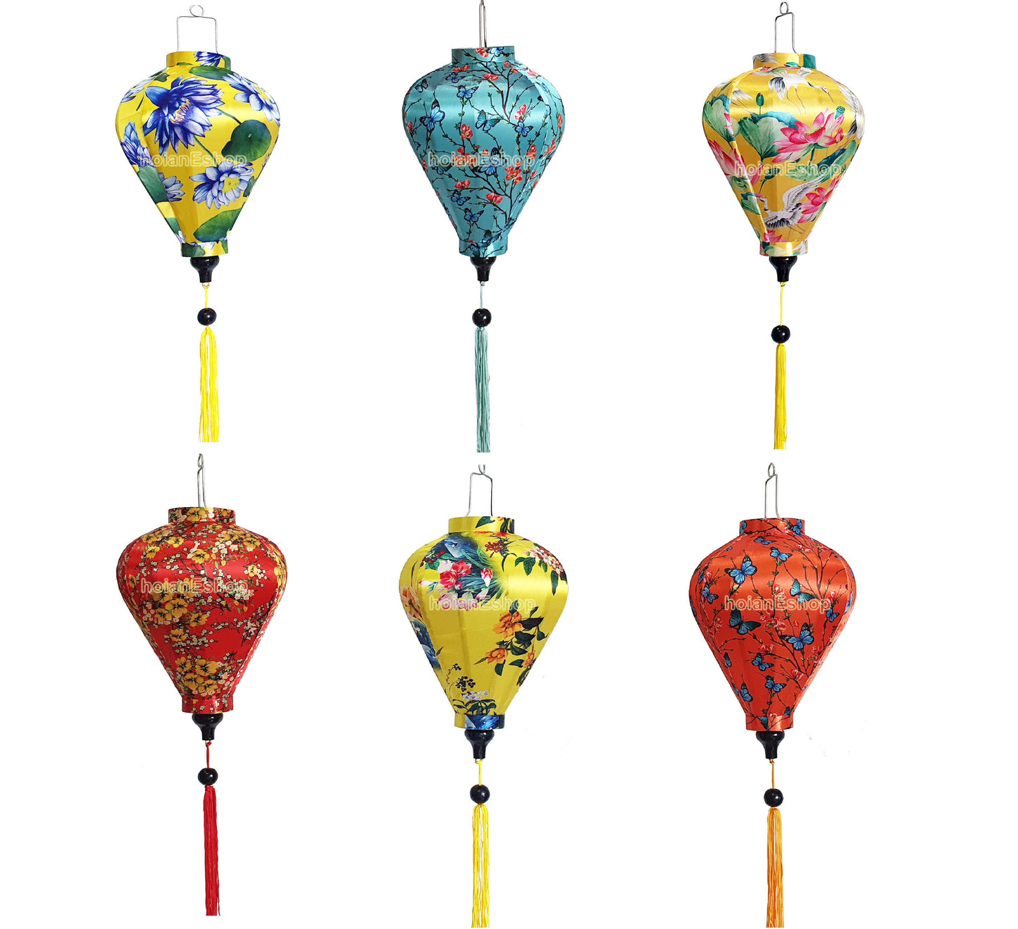 Set 6 pcs hoi an silk lanterns for Vietnamese traditional wedding - New Year decorations - Christmas decorations - wholesale silk lanterns