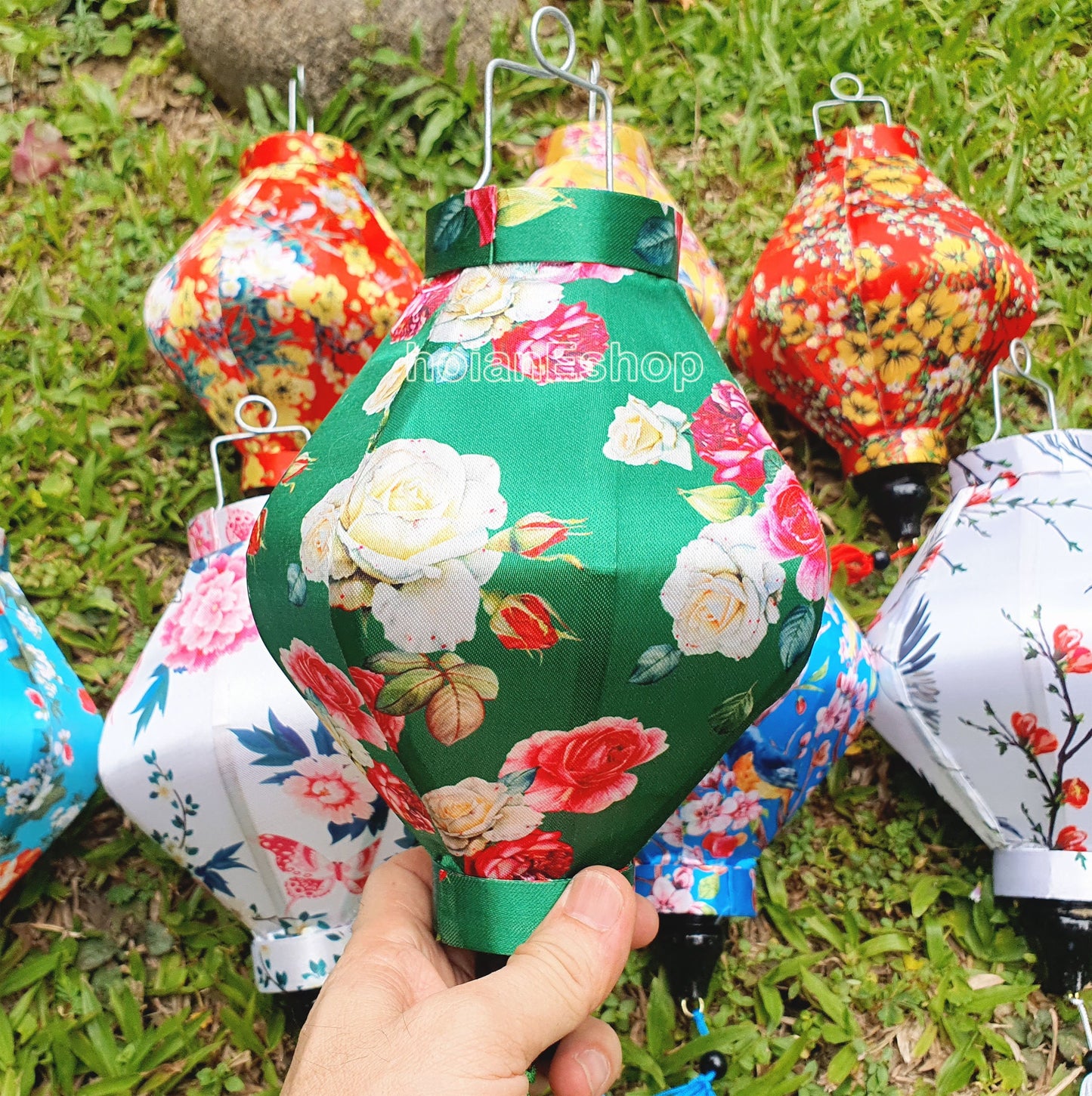 Set 8 Diamond silk lanterns 22cm for Wedding garden decor Lanterns for wedding decor Lanterns for Living room decor