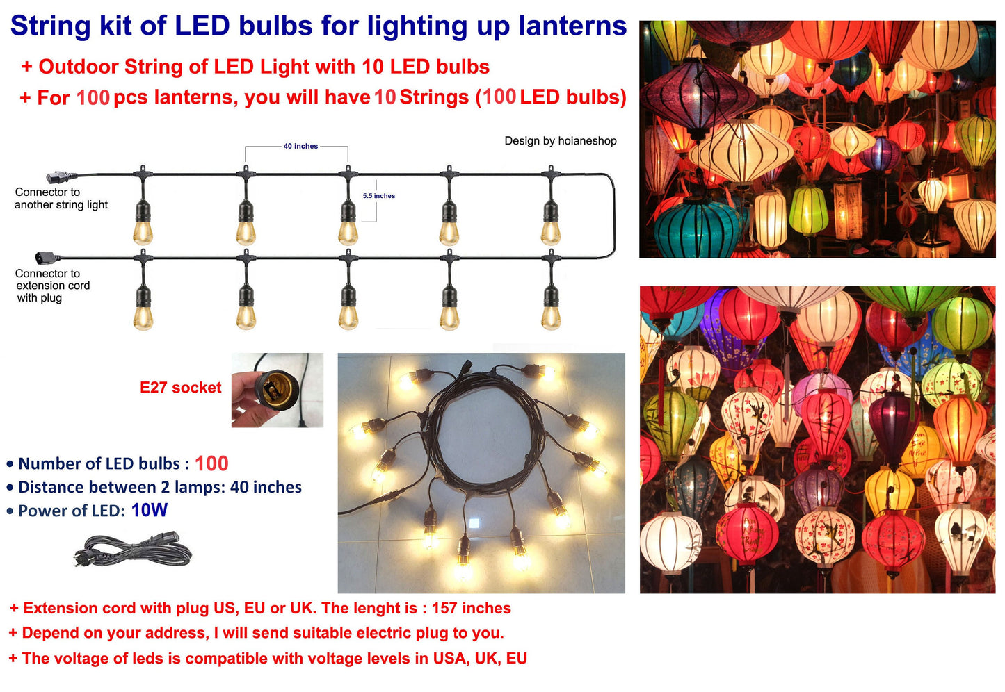 Set 100 Hoi An Silk Lanterns for Wedding Deco Flower Lanterns for Restaurant decorations - Buyer can choose shape and color