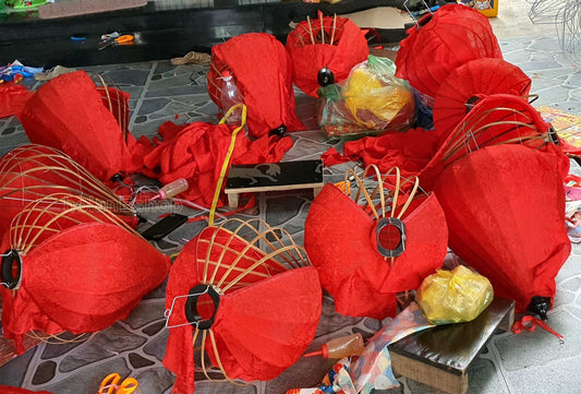 Big Red Garlic Silk Lanterns 66cm For Restaurant Decoration - Traditional Lanterns for Wedding Decoration - Set 20 PCS