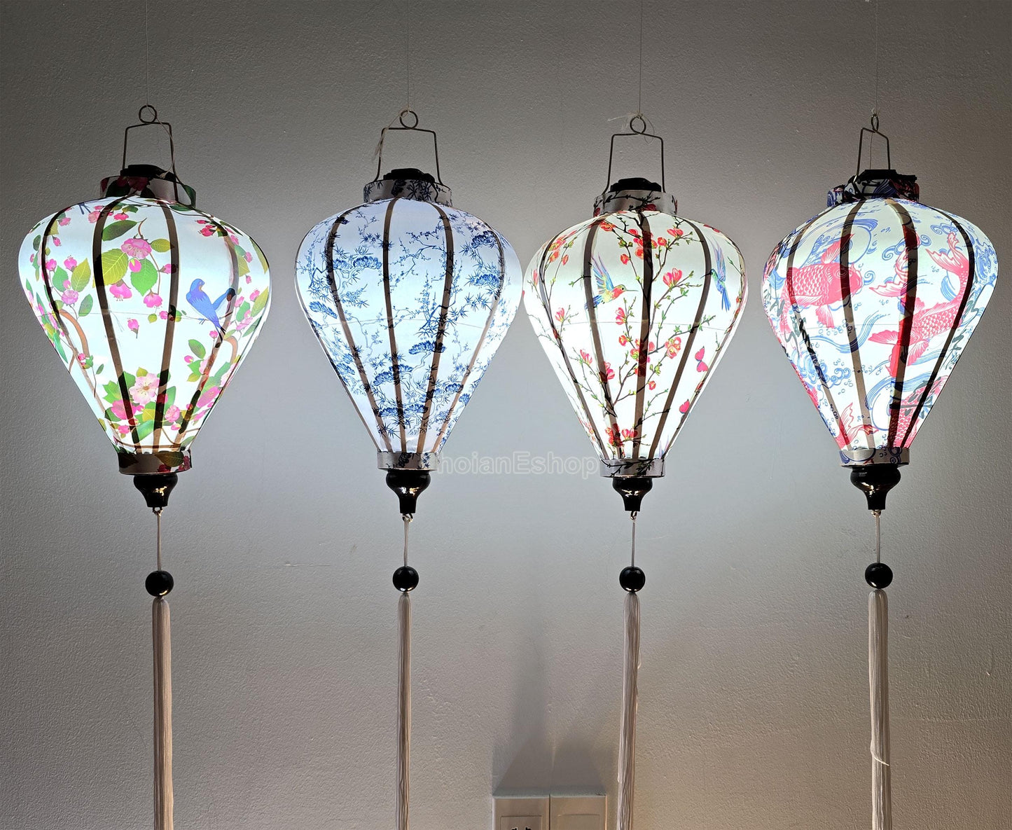 Vietnam Waterproof Silk Lanterns 35cm, Customized Lantern, Wedding Party Decoration, Garden Decoration, New Year Decorations - Set 4 pcs