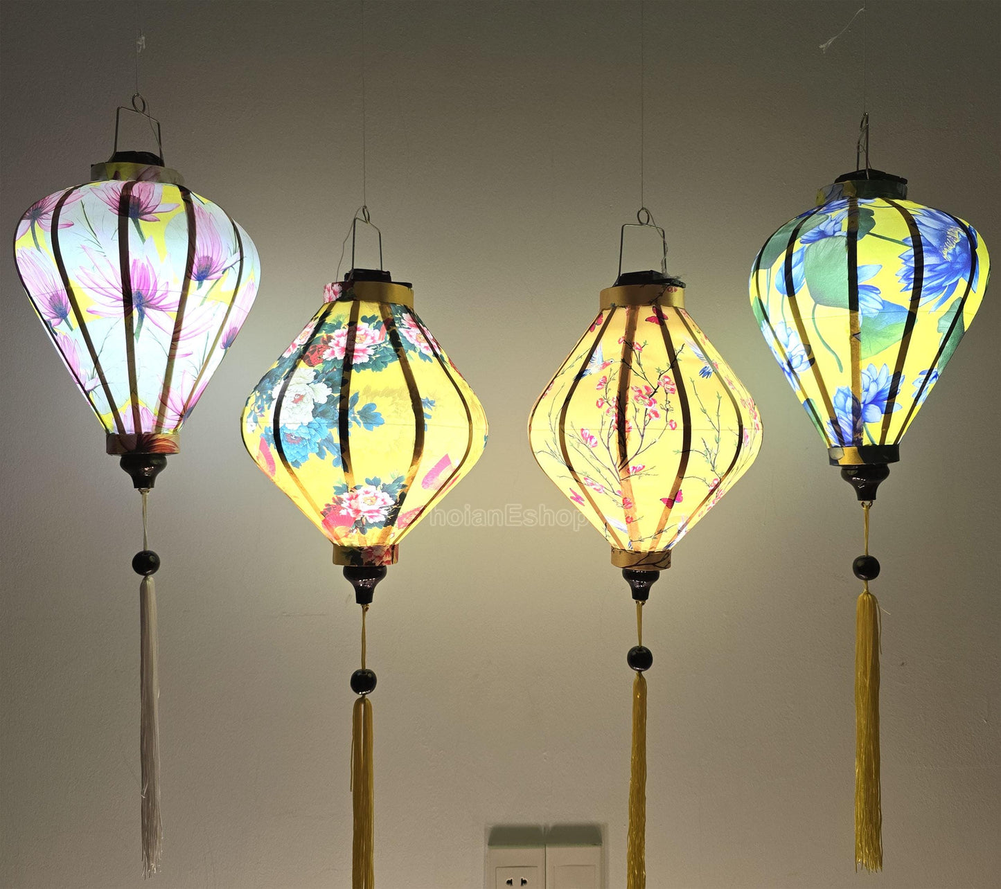 Vietnam Waterproof Silk Lanterns 35cm, Customized Lantern, Wedding Party Decoration, Garden Decoration, New Year Decorations - Set 4 pcs