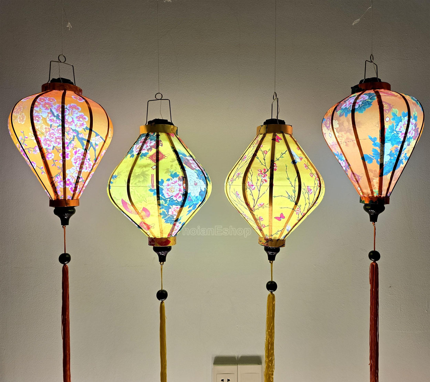Vietnam Waterproof Silk Lanterns 35cm, Customized Lantern, Wedding Party Decoration, Garden Decoration, New Year Decorations - Set 4 pcs