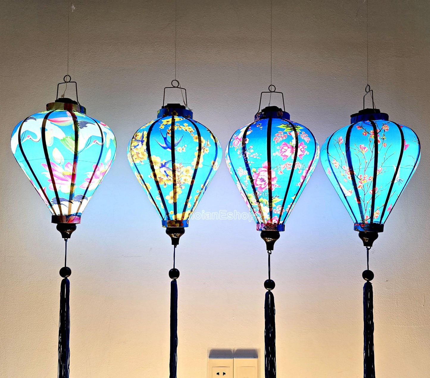 Vietnam Waterproof Silk Lanterns 35cm, Customized Lantern, Wedding Party Decoration, Garden Decoration, New Year Decorations - Set 4 pcs