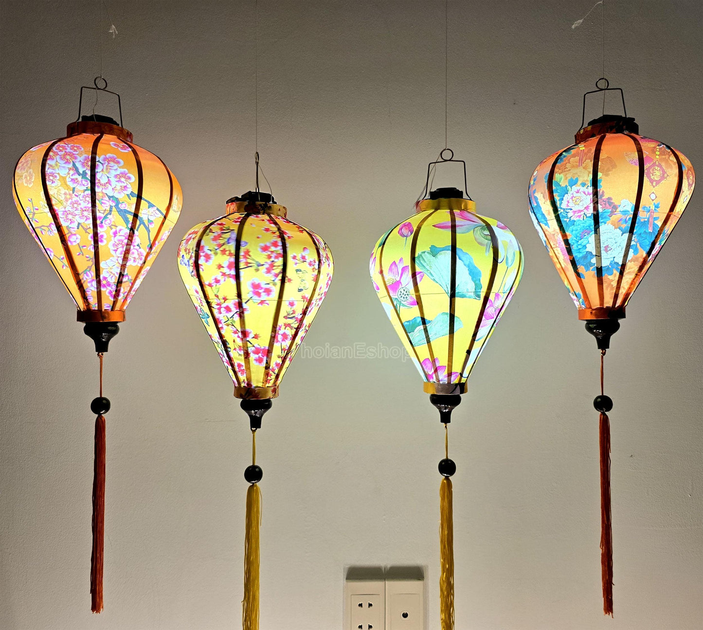 Vietnam Waterproof Silk Lanterns 35cm, Customized Lantern, Wedding Party Decoration, Garden Decoration, New Year Decorations - Set 4 pcs