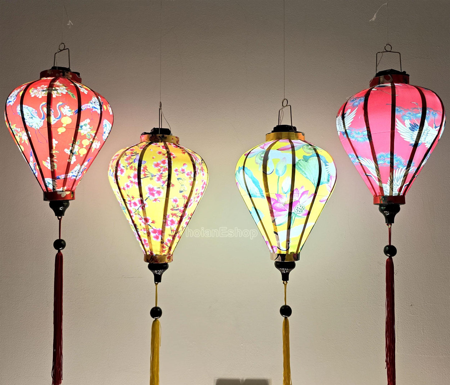 Vietnam Waterproof Silk Lanterns 35cm, Customized Lantern, Wedding Party Decoration, Garden Decoration, New Year Decorations - Set 4 pcs