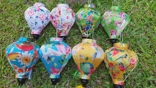 Set 8  Vietnamese Hoi An Silk Lanterns 22cm for Home Decor Restaurant Decor Wedding Decor