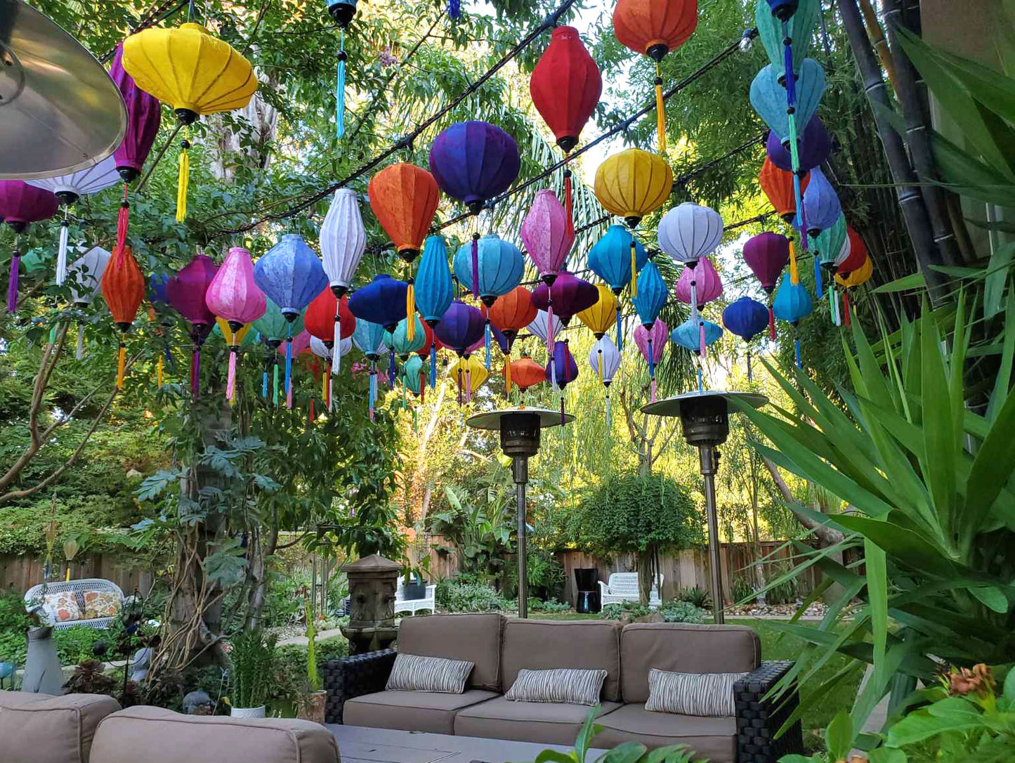 Set of 50 Hoi An silk lanterns 40 cm for Christmas Decorating, Garden decoration - Wedding decoration, lamp for restaurant decor