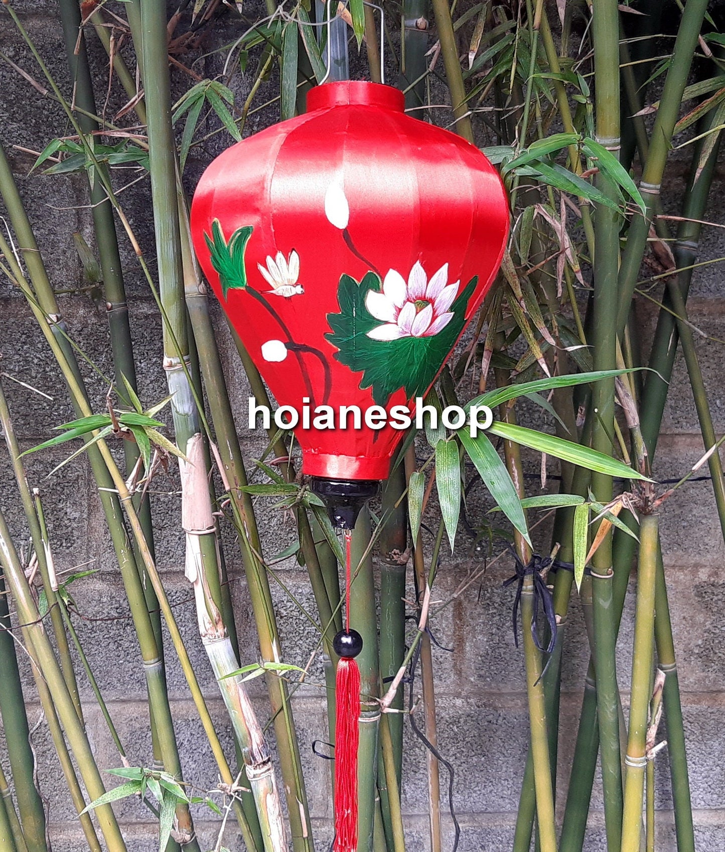 Set of 4 pcs of Hoi An handpainted silk lanterns 15'' (40cm) - Red Lanterns or wedding decor Outside party decor Garden decor Hotel decor