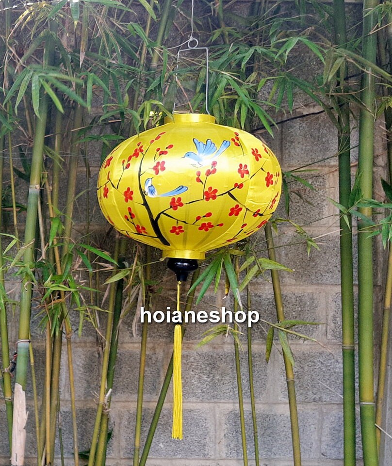 Set of 2 pcs of handpainted vietnam silk lanterns 22'' (55cm) for garden decor Lanterns for wedding decor Lanterns decor tent Party decor