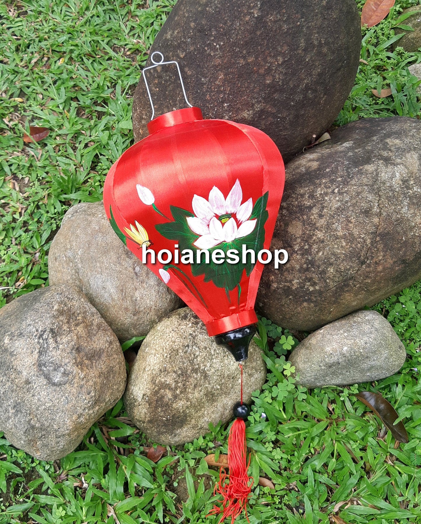 Set of 4 pcs of Hoi An handpainted silk lanterns 15'' (40cm) - Red Lanterns or wedding decor Outside party decor Garden decor Hotel decor