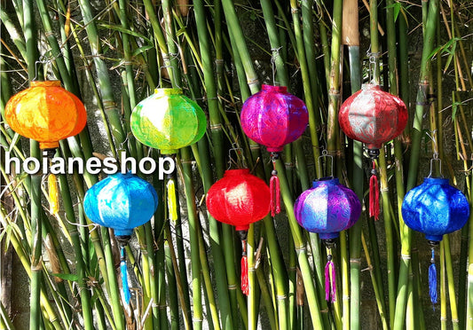 Set 8 pcs Vietnamese silk lanterns 22cm for garden decor Lanterns for restaurant decor Party decor Lanterns for ceiling Living room decor