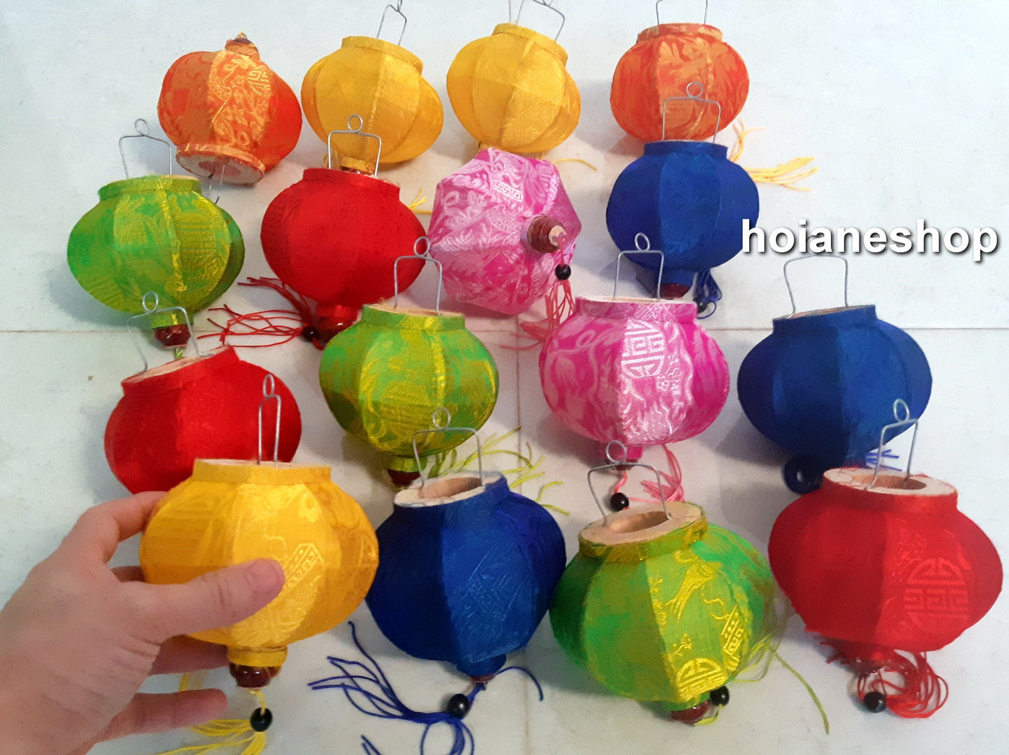 Set of 16 pcs mini silk lanterns 10cm - wedding lanterns- christmas decor, christmas gift, wedding planner, garden decor, gift for mom