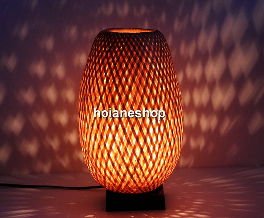 Set of 2 pcs 32cm bamboo bedside lamp (13''), table lamp, floor lamp for bedroom, living room, bamboo lamp for home decoration