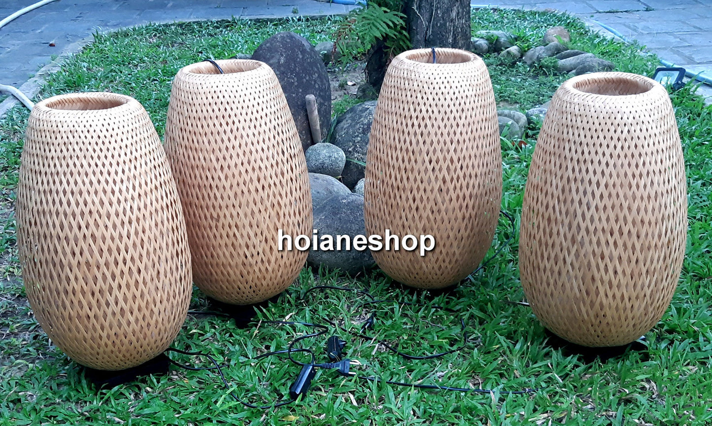 Set 4 pcs bamboo bedside lamps, Floor lamp (50cm) for Bedroom, Living room decoration, Kitchen decoration