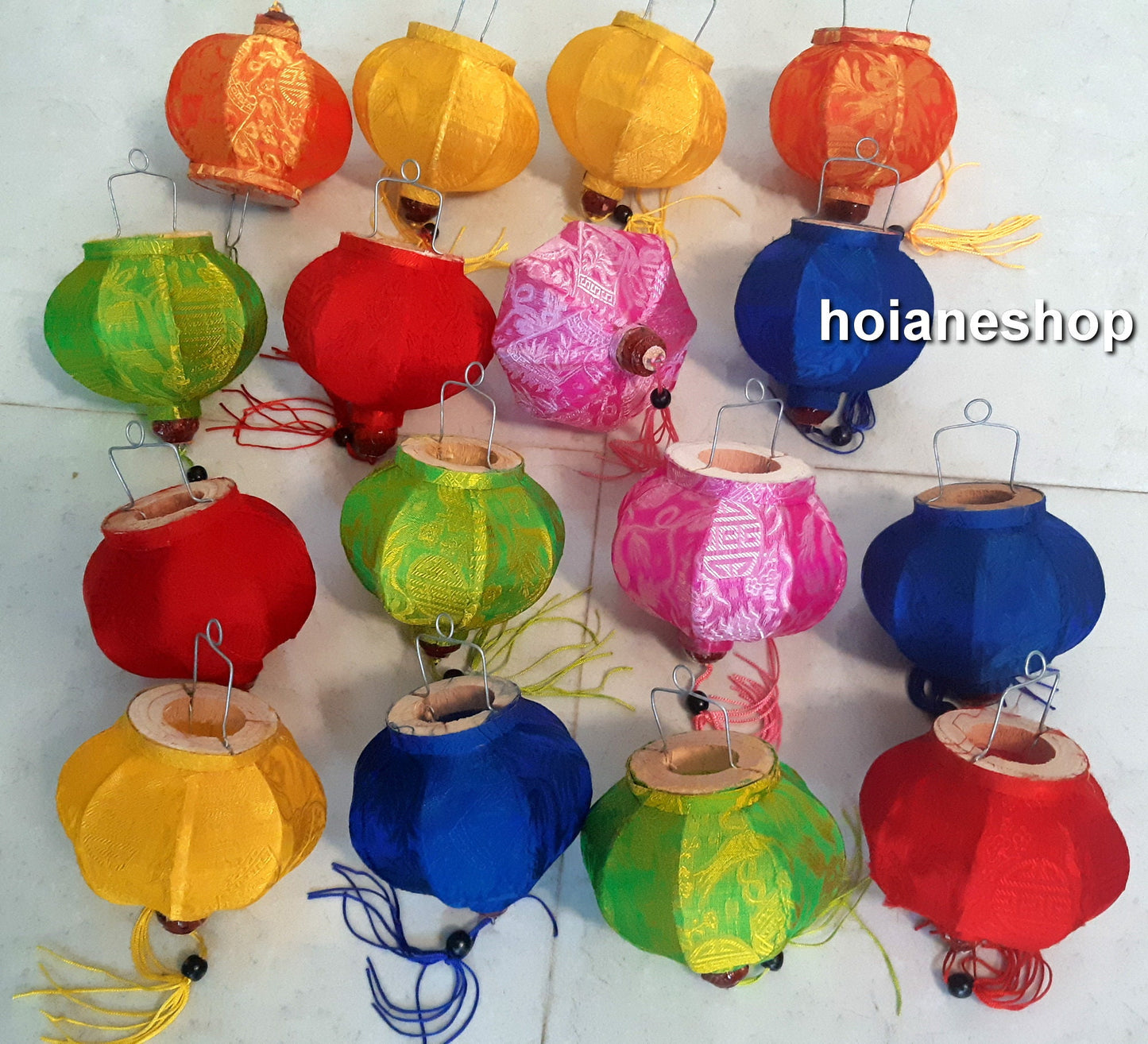 Set of 24 Vietnamese silk lanterns 10cm for New year decor, Christmas tree decorations, wedding decor, garden decor home decor wedding gift
