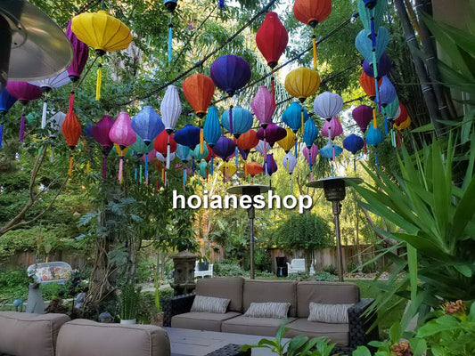 Set of 50 Vietnamese silk lanterns 40 cm for Wedding decor- Events decor- Garden decor- Hotel lobby decor, Restaurant lobby decor, celiling