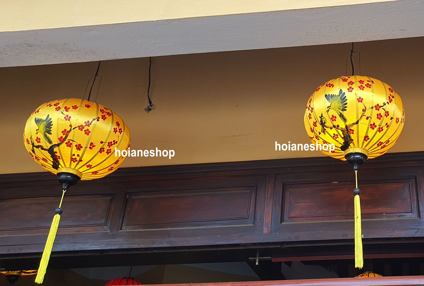 Vietnamese bamboo silk lanterns 22'' (55 cm) for home decoration, wedding decoration, home decoration - Hand paited lanterns on fabric