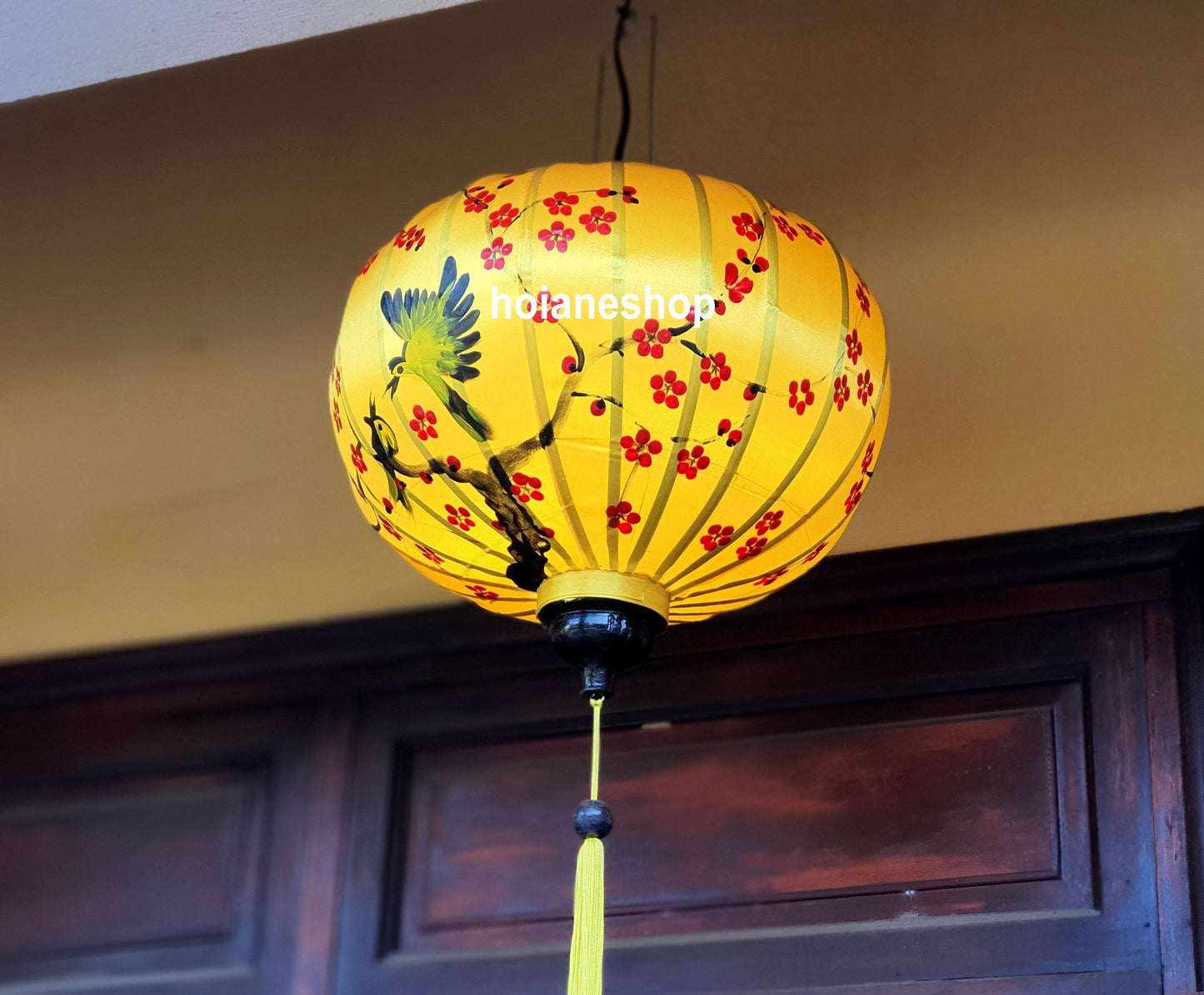Vietnamese bamboo silk lanterns 21'' (55 cm) for home decoration, wedding decoration, home decoration - Hand paited lanterns on fabric