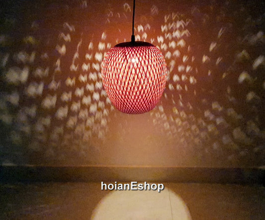 Round Bamboo Lamp (26cm) Pedant Light Ceiling light Rattan Lamp for Ceiling hanging Living room, Kitchen Decoration, Bedroom decoration