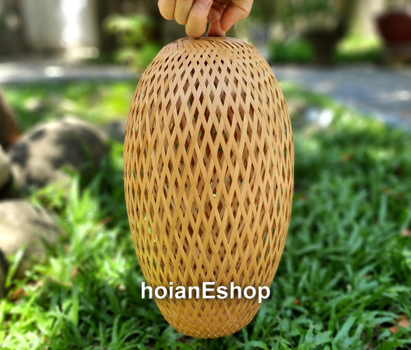 Bamboo Lamp (37cm), Ceiling light, Rattan Lamp for Ceiling hanging Living room, Kitchen Decoration, Bedroom decoration