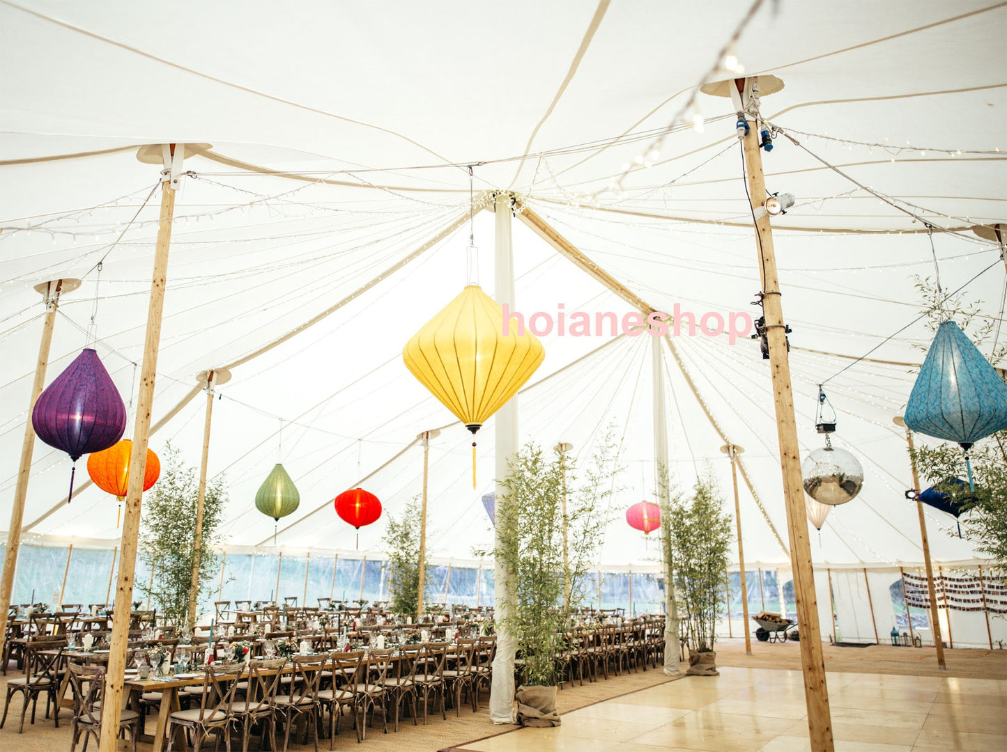 2 Vietnamese Hoi An Silk Lanterns for Wedding Party Decoration - Big lanterns for Restaurant decor - Large lanterns for Ceiling Decoration