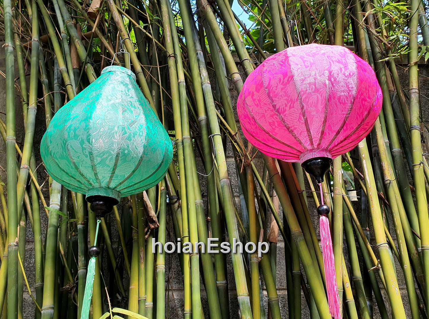 Set 4 pcs of 45cm Vietnam bamboo silk lanterns for balcony decor, garden decor, ceiling light decor, restaurant decor, wedding tent decor