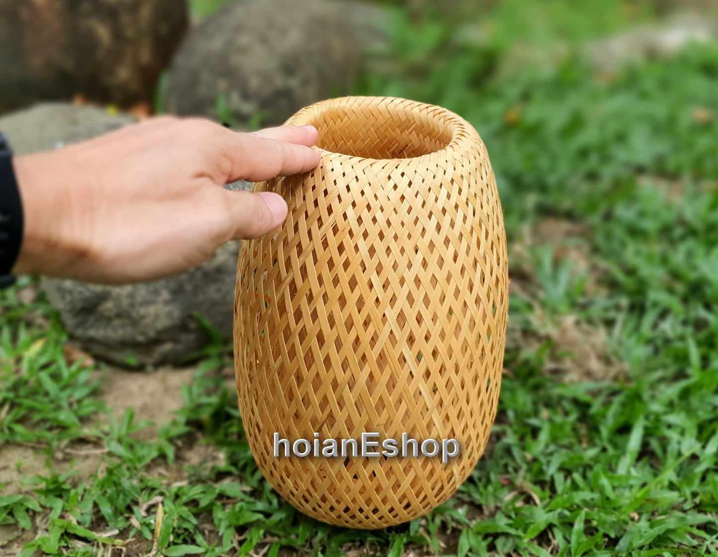 Handmade bamboo lampshade (30cm) for Garden decoration, lampshade for desk decoration, bedroom Living room, Kitchen decoration