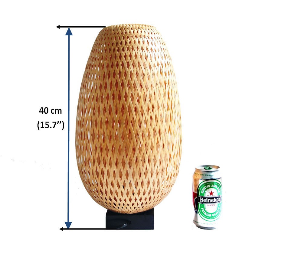 Set 2 pcs of 40cm Bamboo Table Lamp Bedside Lamp 16' For Bedroom Living Room Desk Decoration Interior Decoration