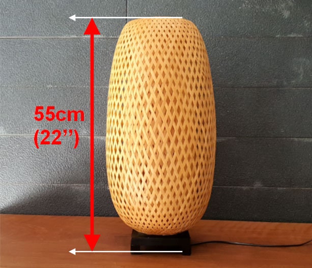 Set 2 pcs of 22'' bamboo bedside lamp, table lamp, floor lamps for Living room, bedroom, bamboo lamps for desk decor Interior decor