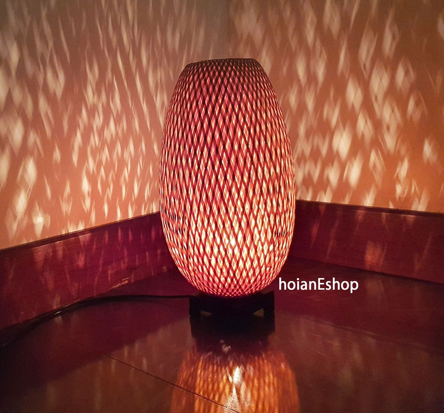 Set 2 pcs of 40cm Bamboo Table Lamp Bedside Lamp 16' For Bedroom Living Room Desk Decoration Interior Decoration