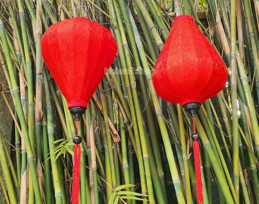 Set 2 pcs of 45cm Vietnam Hoian silk lanterns for wedding party decor - Vietnamese tea party decor - coffee shop decor- restaurant decor