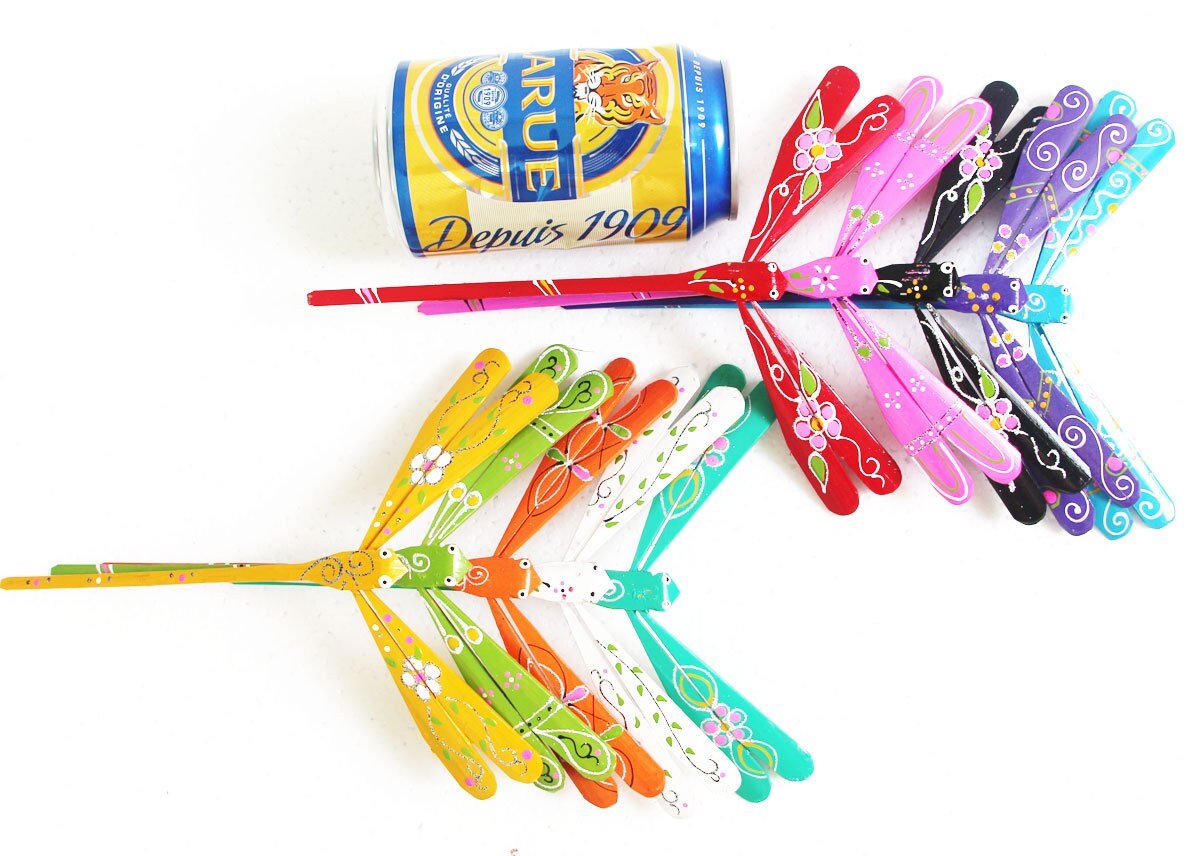 Lot of 10+10 Hand Carved Self Balancing Bamboo Dragonfly 7.8 inch and 2.8 inch, wedding gifts, gifts for him, gifts for mom, gifts for baby