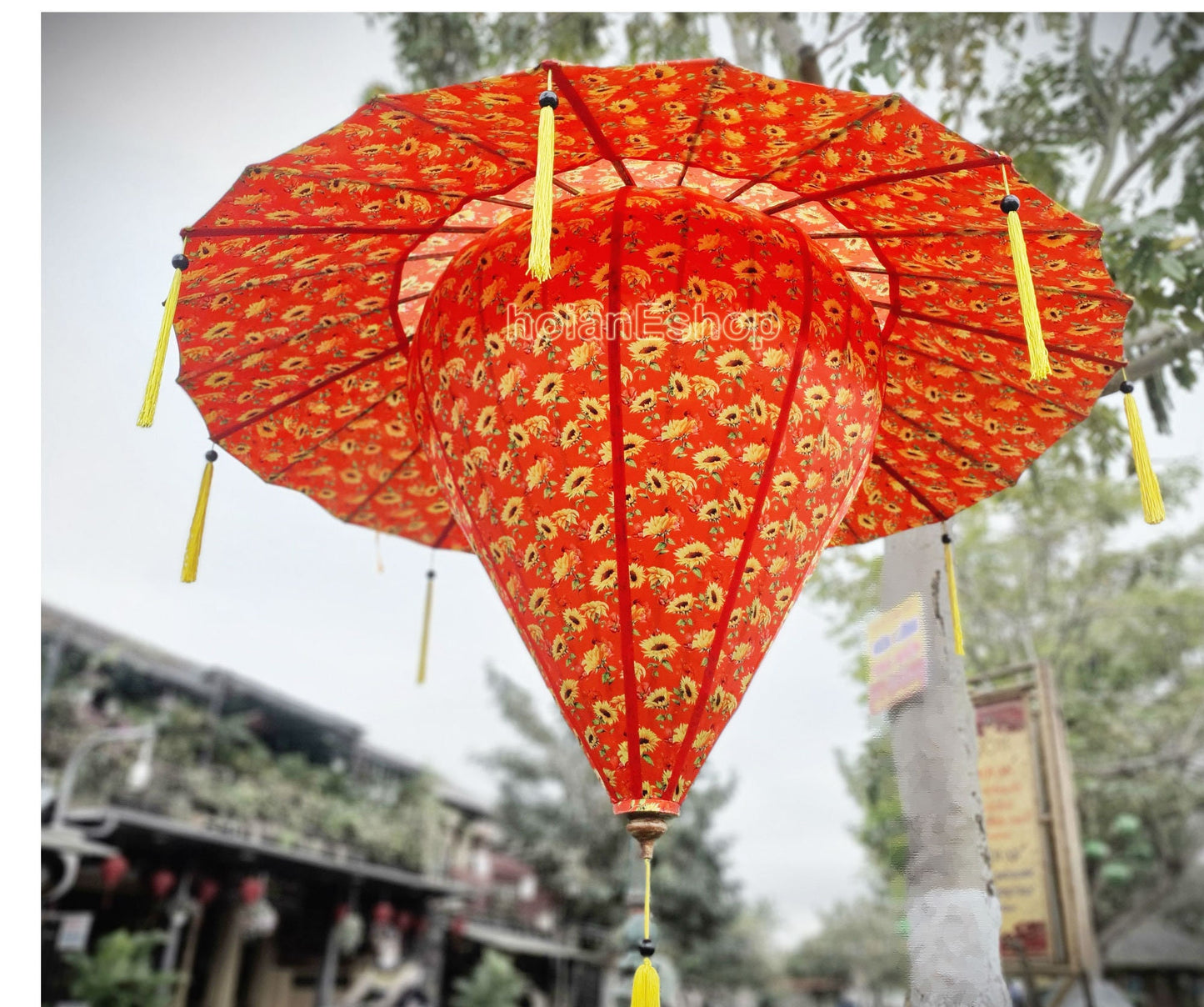 Vietnam Big Umbrella Silk Lantern 120cm For Outdoor Festival Decorative Wedding Tents Decoration Events Decorative Garden Decorative