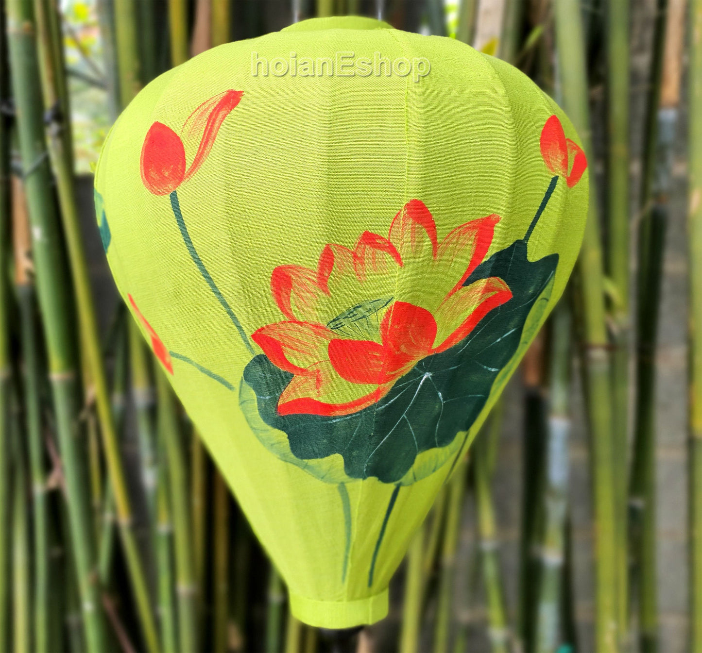 26'' Vietnamese Green Silk Lanterns Hand painted Lanterns With Lotus Flower And Dragonfly Custom Made Bamboo Lanterns 66cm