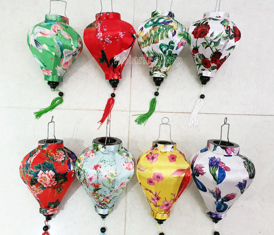 Set 8 pcs of 22cm HoiAn silk lanterns for front porch decor - Small lanterns Living room decor - Restaurant decor - Wedding lanterns decor
