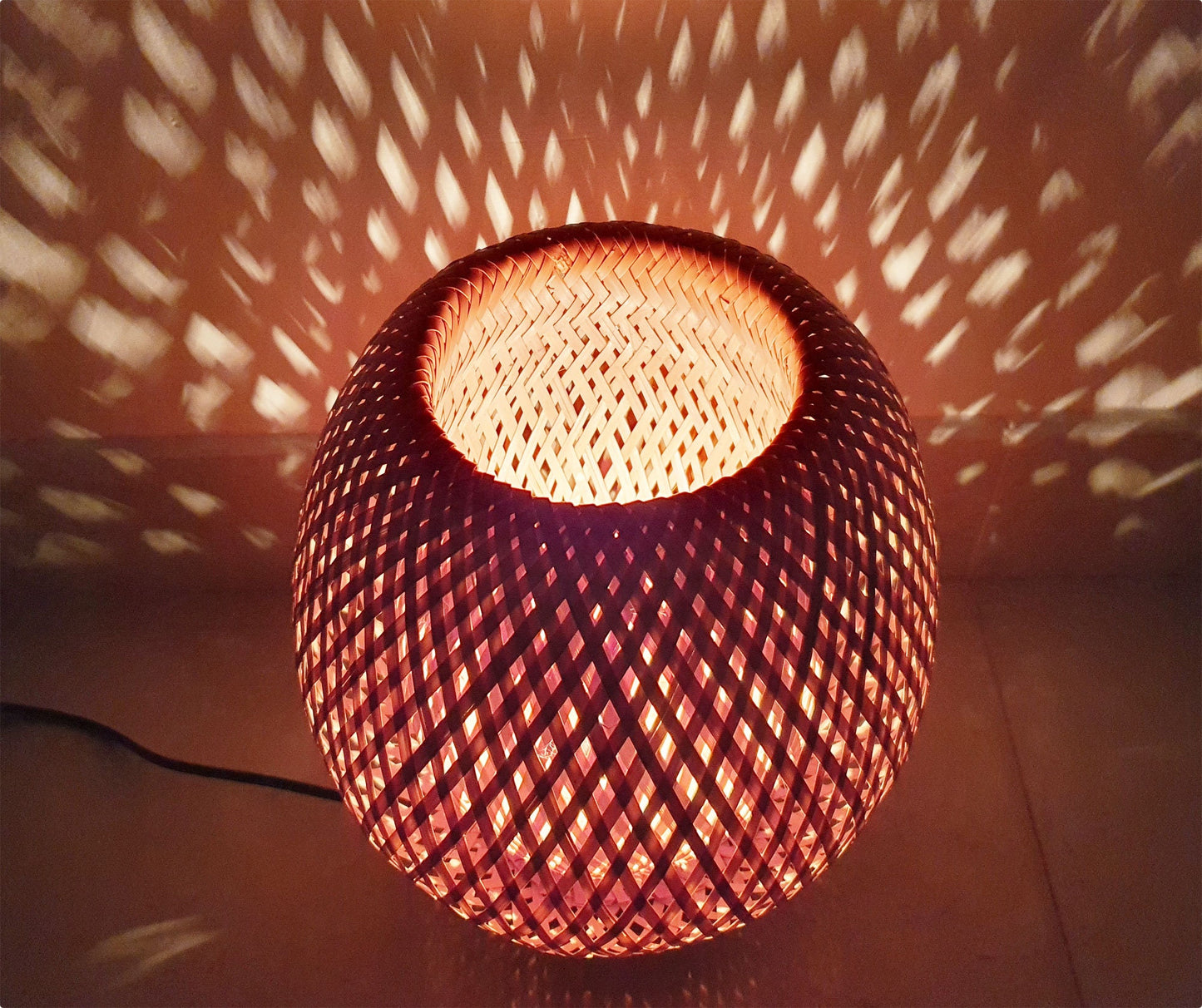 Round bamboo lamp with dimmer for bedroom, table lamps, floor lamps for living room, bamboo lampshade for home decor
