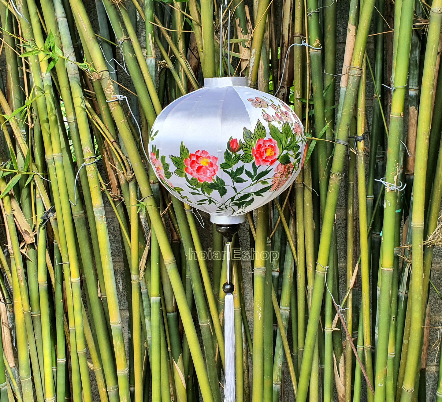Custom made lanterns - Handpainted lanterns 45cm - Vietnamese Hoi an silk lanterns for wedding party decor - Flower silk lanterns