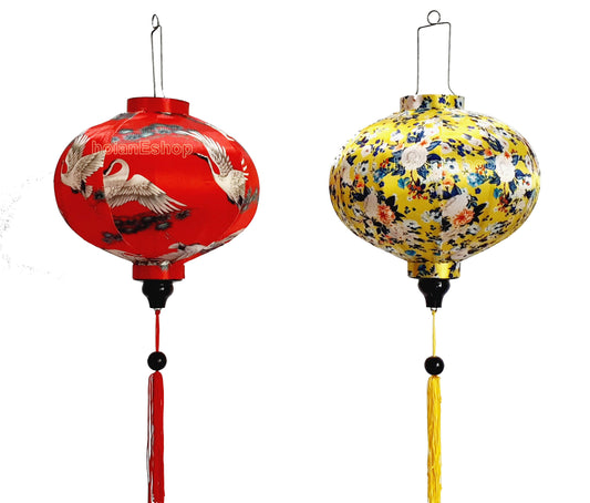 Set of 2 Hoi An bamboo silk lanterns 35cm - New 3D flower fabric - Wedding lanterns-Buyer choose shape and color - Personalization lantern