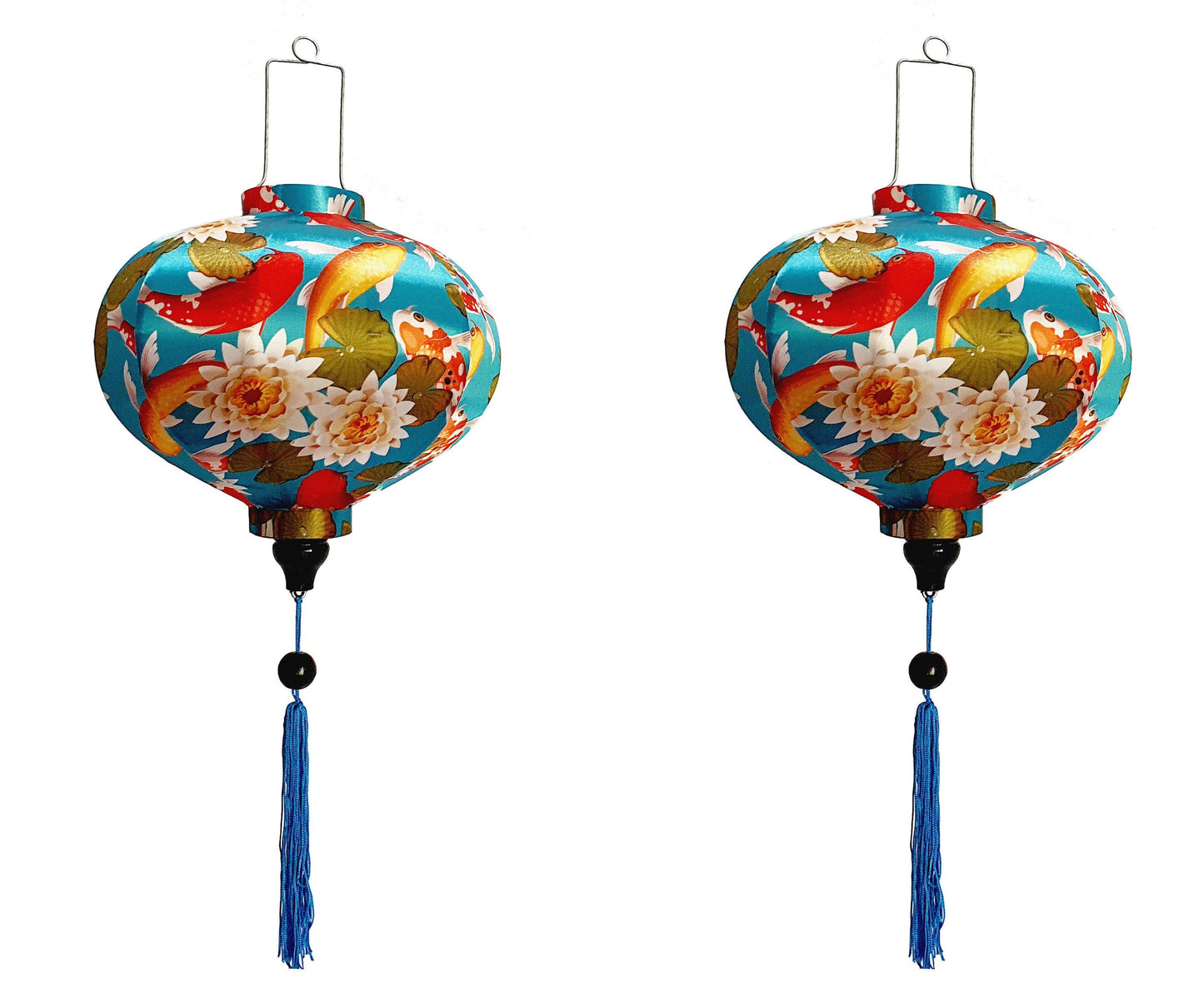 Set 2 authentic Hoi An Bamboo Silk lanterns 35cm - Mix shape - Lanterns for restaurant- Wedding decoration - Lanterns for wedding.