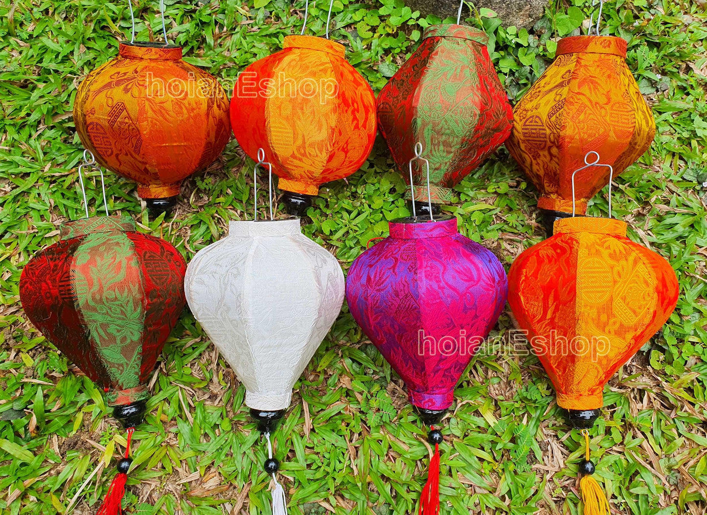 Set 8 pcs Vietnam Silk Lanterns 22cm for Garden Decorative Lanterns for Wedding Decorative Patio Decor