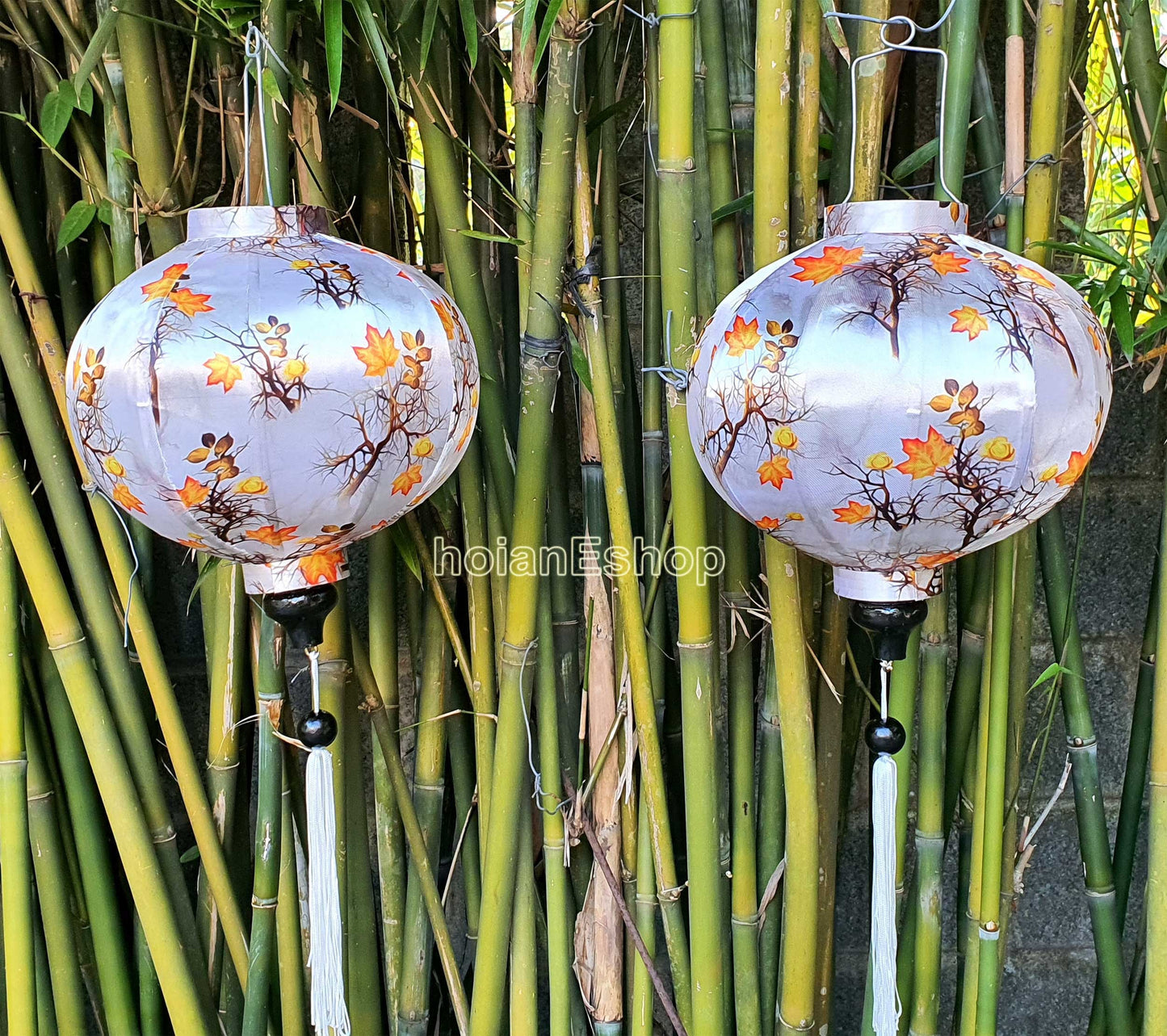 Set 2 Vietnam bamboo silk lanterns 35cm - New 3D flower fabric - Wedding lanterns - Buyer choose shape and color - Personalization lantern