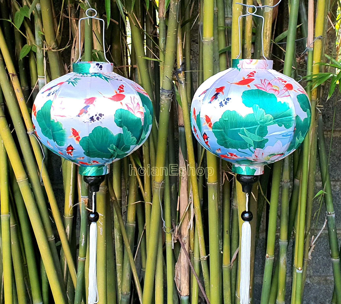 Set 2 Vietnam bamboo silk lanterns 35cm - New 3D flower fabric - Wedding lanterns - Buyer choose shape and color - Personalization lantern